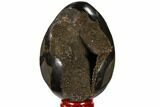 Septarian Dragon Egg Geode - Black Crystals #118707-1
